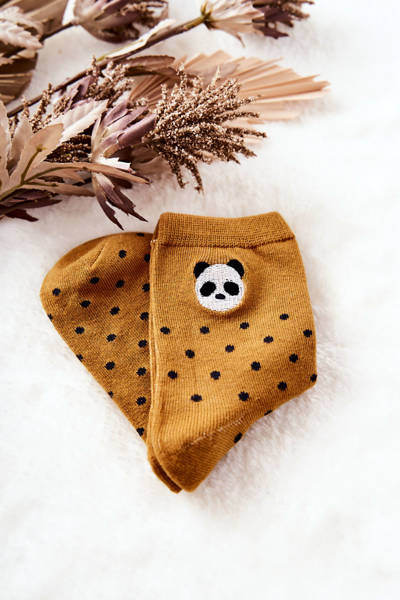 Șosete pentru copii în puncte panda galben