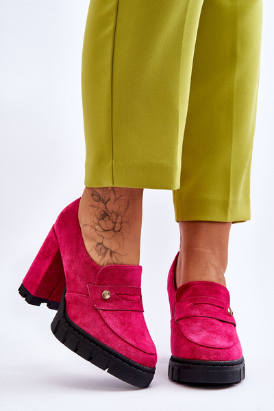 Elegant Suede High Heel Shoes Fuchsia Mintore