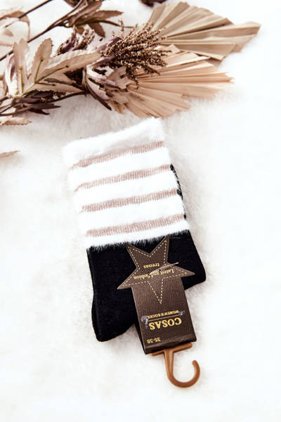 Chaussettes Femme Avec Fourrure COSAS Noir et Blanc