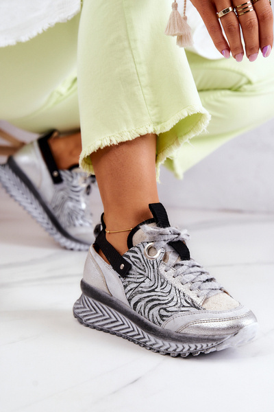 Női bőr tornacipő Maciejka 04916-03 szürke