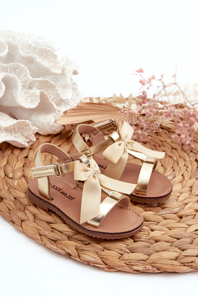 Kinder Sandalen Mit Schleife und Klettverschluss Golden Joratia