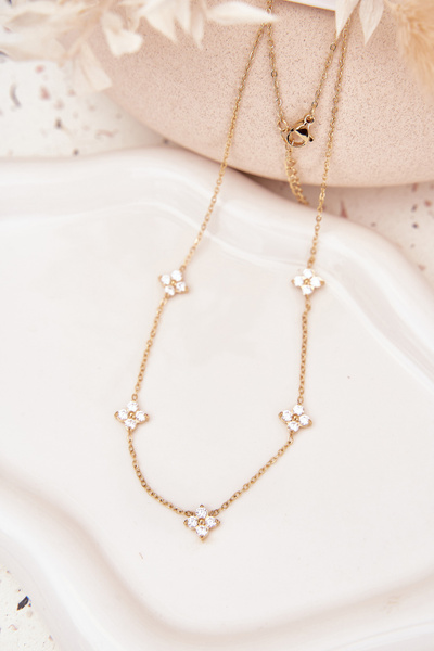 Damenschmuck mit Blumen aus Chirurgenstahl Gold