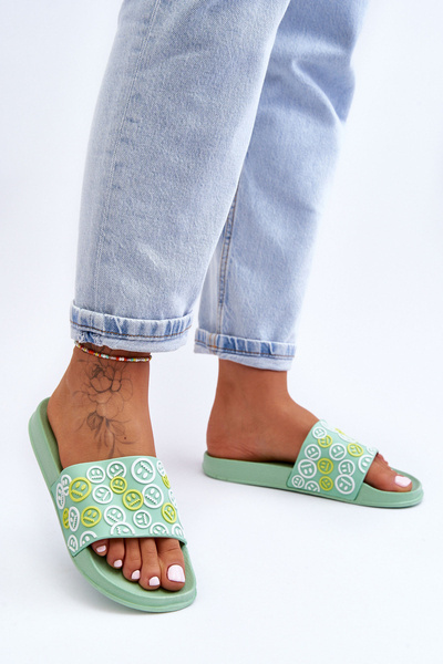 Chaussons Pour Femmes Avec Émoticônes Vert Cosette