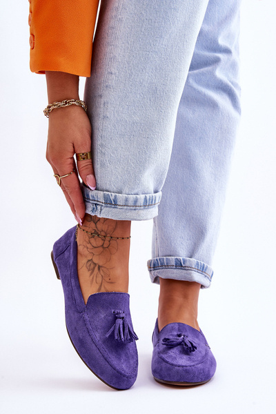 Klassische Wildleder-Loafer mit Fransen Violett Averil