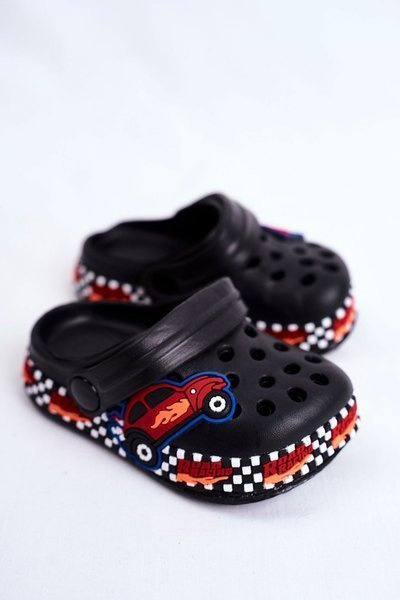 Vaikiški batai Slides Crocs Black Road Racing