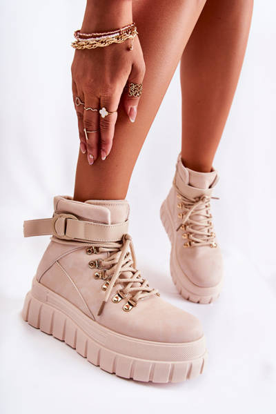 Modische Damenstiefel Hellbeige La Blanca