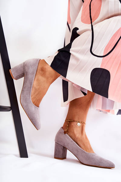 Escarpins Classiques En Daim Sur Talon Gris Lency