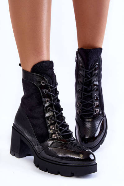 Damen Lederstiefel mit hohem Absatz La.Fi 260063B-LA Schwarze
