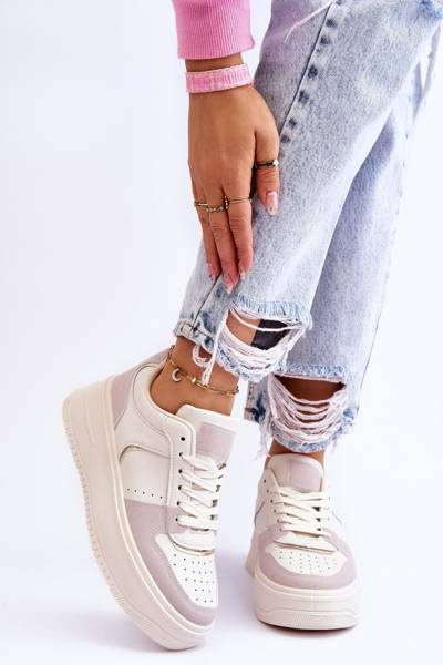 Women's High Platform Sports Shoes Light beige Bexley