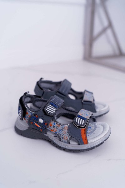 Sandales Velcro pour enfants et jeunes garçons gris Rex.