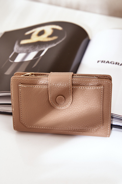 Portefeuille Femme En Cuir Écologique Beige Foncé Isamille
