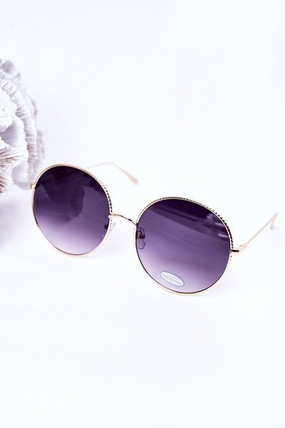 Gold Round Sunglasses With Graphite Ombre Lenses