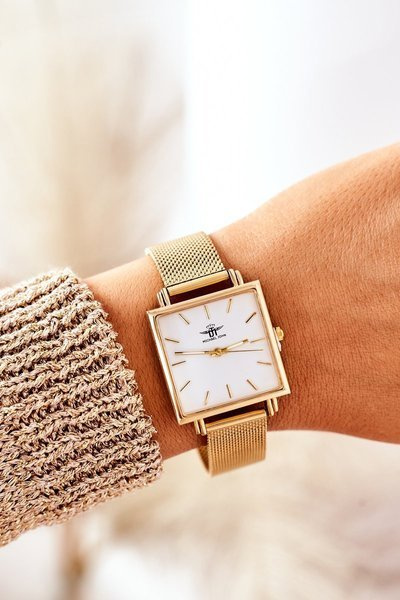 Watch With Square Dial Michael John Gold