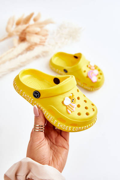Chaussons Légers Enfant Crocs Avec Décoration Jaune Bertis