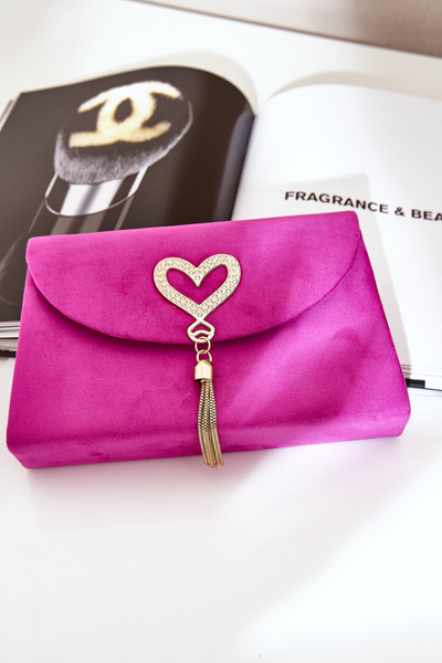Pochette Avec Cœur Décoratif Éco Daim Fuchsia Evilinas