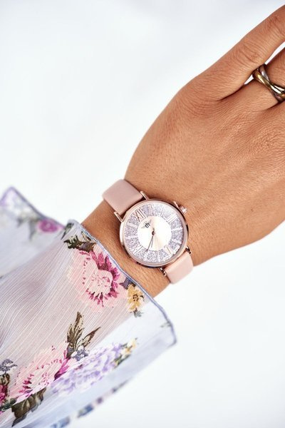 Women's Watch Michael John Light Pink Glitter Romano