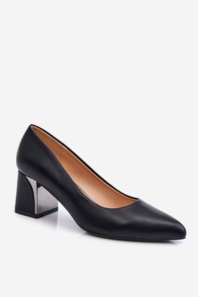 Pompe elegante pe un călcâi negru Emma