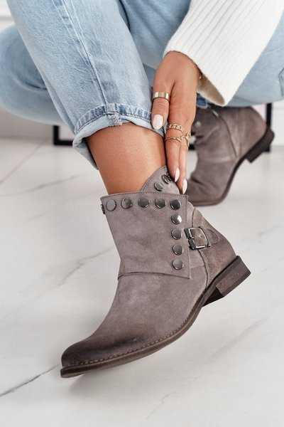 Damen Wildleder Schnalle Stiefel Exquisite 1198 Cappuccino
