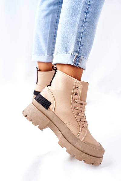 Khakifarbene Trapper-Stiefel für Frauen Any One