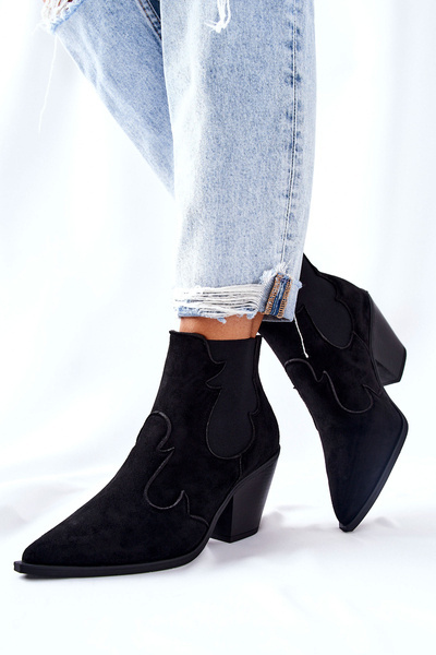 Suede Boots Flat Heel Black Maurelle
