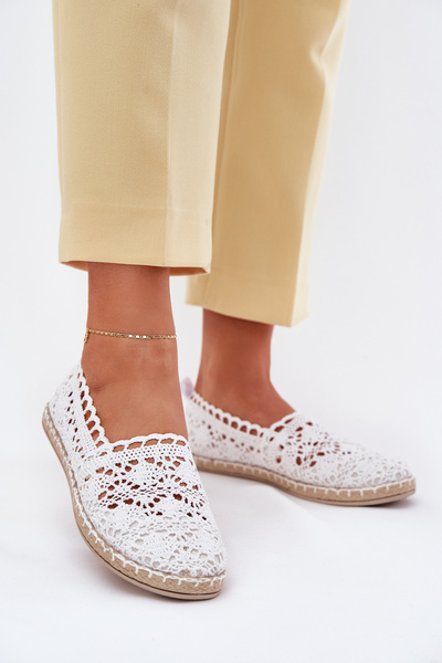 Moteriški nėrinių espadrilės baltos Adelira