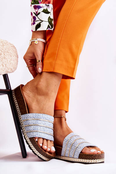 Chaussons Classiques Pour Femmes Avec Chaîne Bleu Maddy