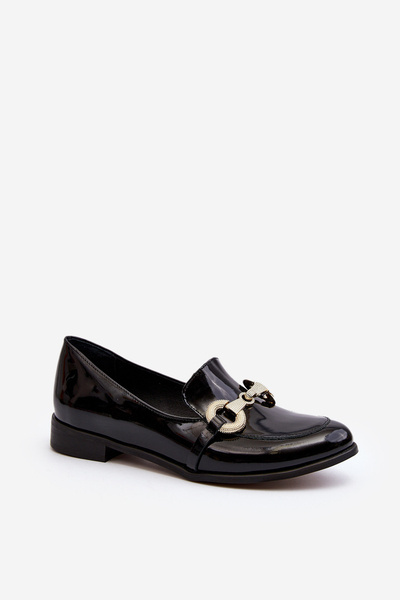 Zazoo 2880 Mocassins Vernis Femme Avec Décoration Noir