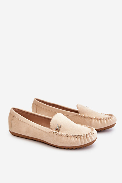 Wildlederloafer für Damen mit Verzierungen beigefarbenen Leah