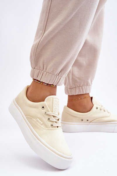 Adidaje din țesătură pe platformă Big Star LL2741444 galben deschis