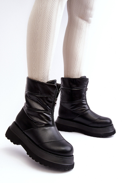 Bottes de neige pour femmes avec semelle épaisse et fermeture éclair GOE MM2N4078 noir