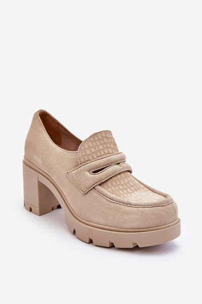 Pantofi cu călcâi și platformă din piele de căprioară Light Beige Arabell
