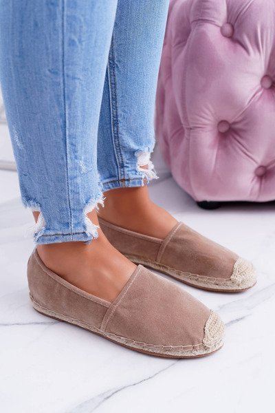 Lu Boo smėlio spalvos lininis slydimas ant ramen espadrilių