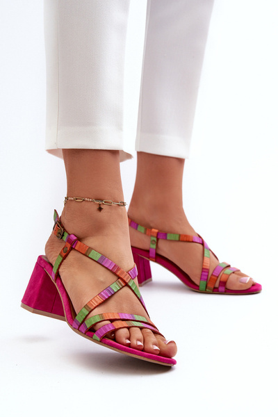 Sandale din piele intoarsa cu toc mic Maciejka 06653-15 fuchsia