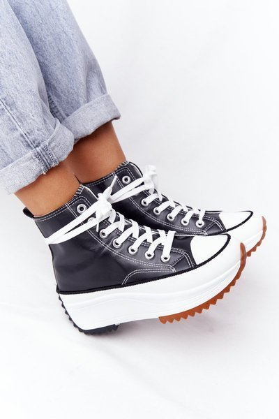 Baskets en cuir pour femmes sur plateforme noires Coachella