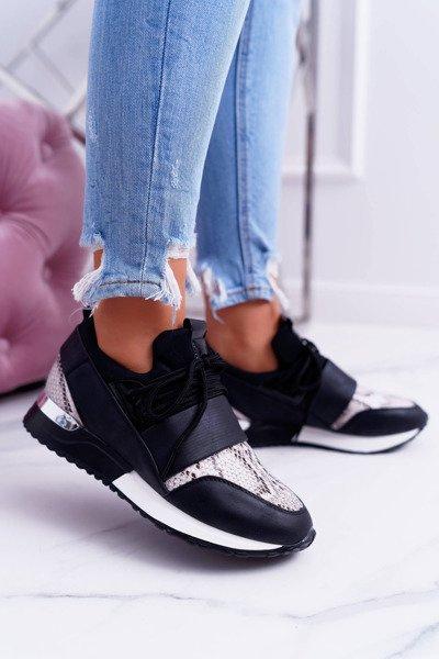 Chaussures sportives noires pour femmes, serpent Elanco