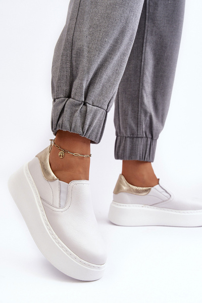 Chaussures de sport à plateforme en cuir pour femmes blanches Lemar Manish