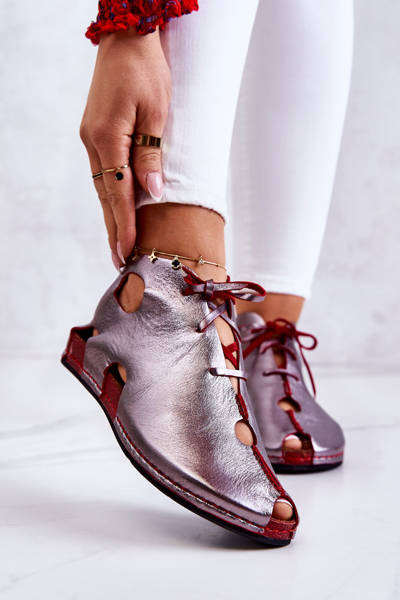 Bottes Légères en Cuir Maciejka 03426-20 Argent-Rouge
