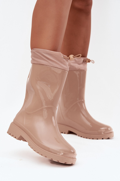 Beige Women's Rain Boots With Elastic Kessia
