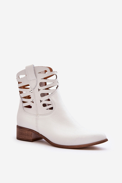 Damen-Lederstiefel aus Netzstoff weiß Lewski 3329