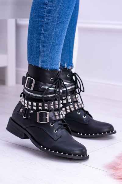 Lu Boo Bottes noires avec clous et boucle de verrouillage