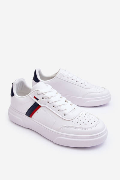Chaussures de sport classiques pour hommes blanches et bleu marine Enrique