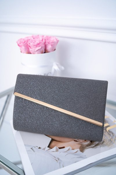Graphitfarbene Brokat-Abendhandtasche für Frauen