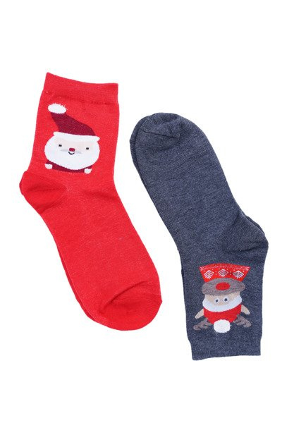 Chaussettes Femme Noël Lot de Deux Noir