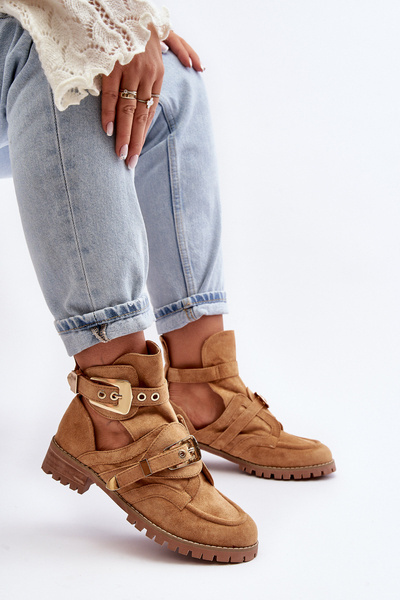 Lu Boo Bottes découpées en daim Camel Rock Girl