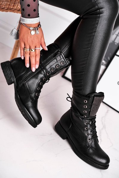 Women's Boots Warm With Zircons Black Seven Days