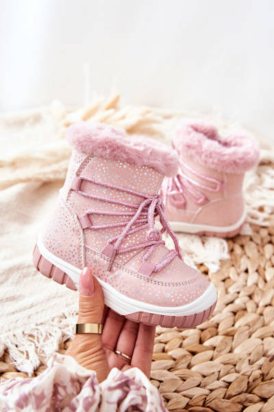 Polár bélésű Snow csizma Pink Stars