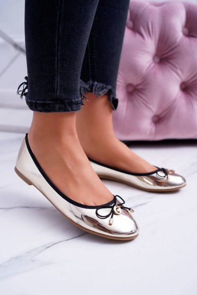Ballerines à enfiler dorées pour femmes Cleoss