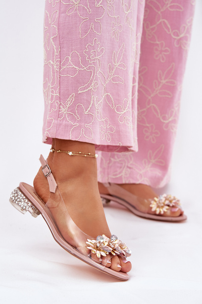 Transparente Sandalen mit niedrigem Absatz und Verzierungen D&A MR51-709 Rosa
