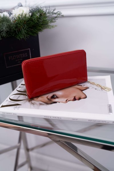 Women's Wallet Large Red Gold Decorative Zipper