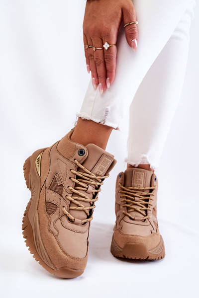 Chaussures de sport hautes pour femmes, système de mousse à mémoire de forme Big Star KK274355 beige